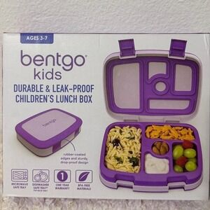 Bentgo Kids Leak-Proof 5-Compartment Bento Lunch Box Purple Ages 3-7